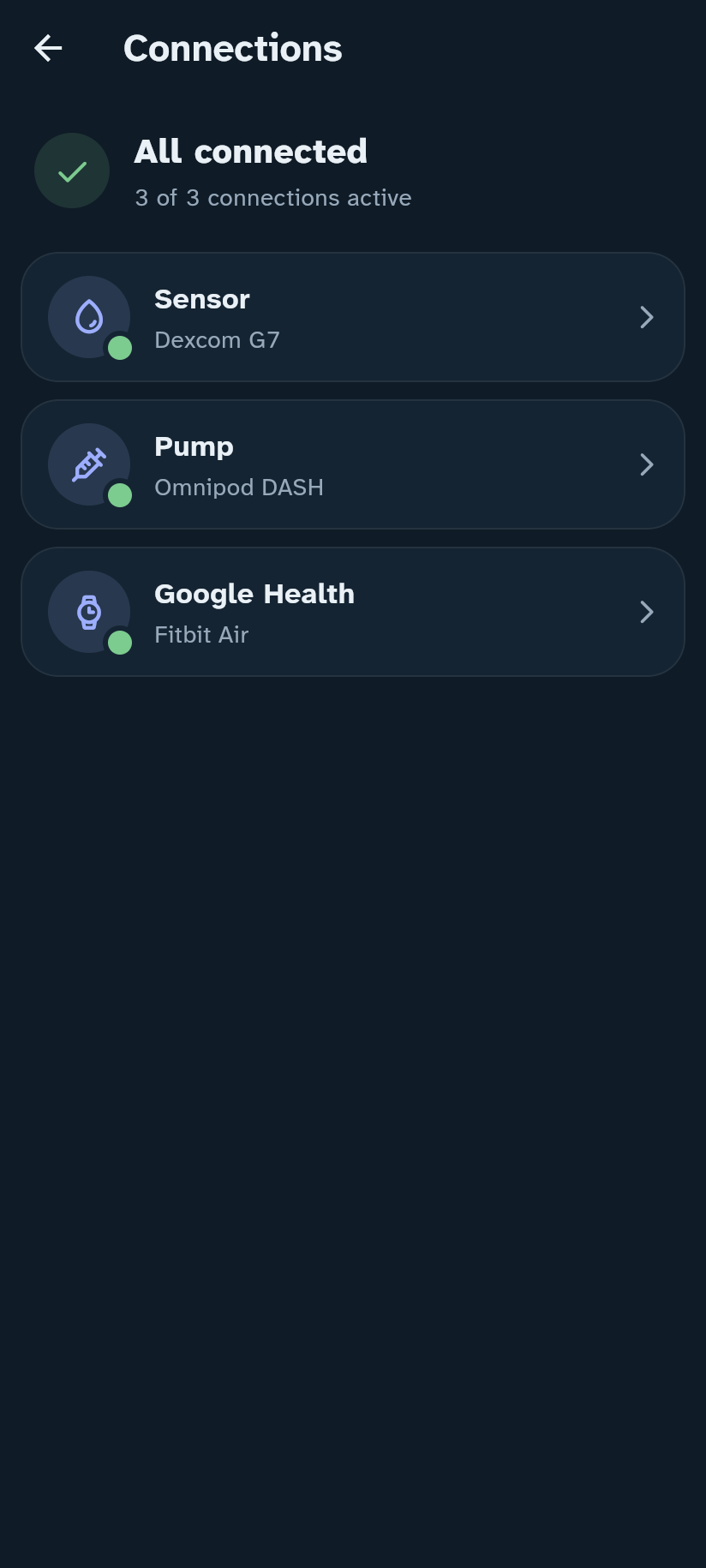 Connections in the Insulink app